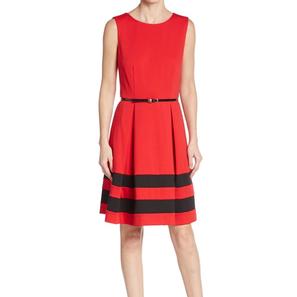 Red and black business dress